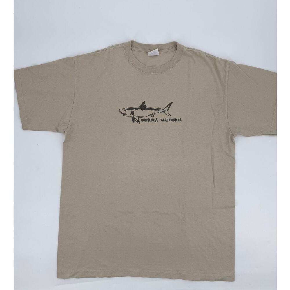 Monterey California Shark T-Shirt Anvil Men's L Beige Coastal Souvenir Tee